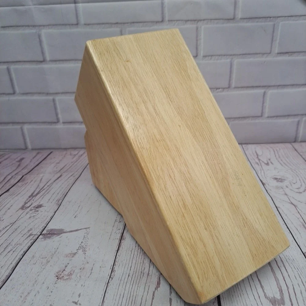 Kitchen Knife Block Wood Butcher Block Style 14 Slots Cutters Sharpener Steak 9